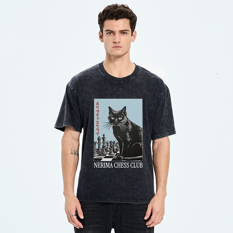 Tokyo-Tiger Chess And Cat Washed T-Shirt