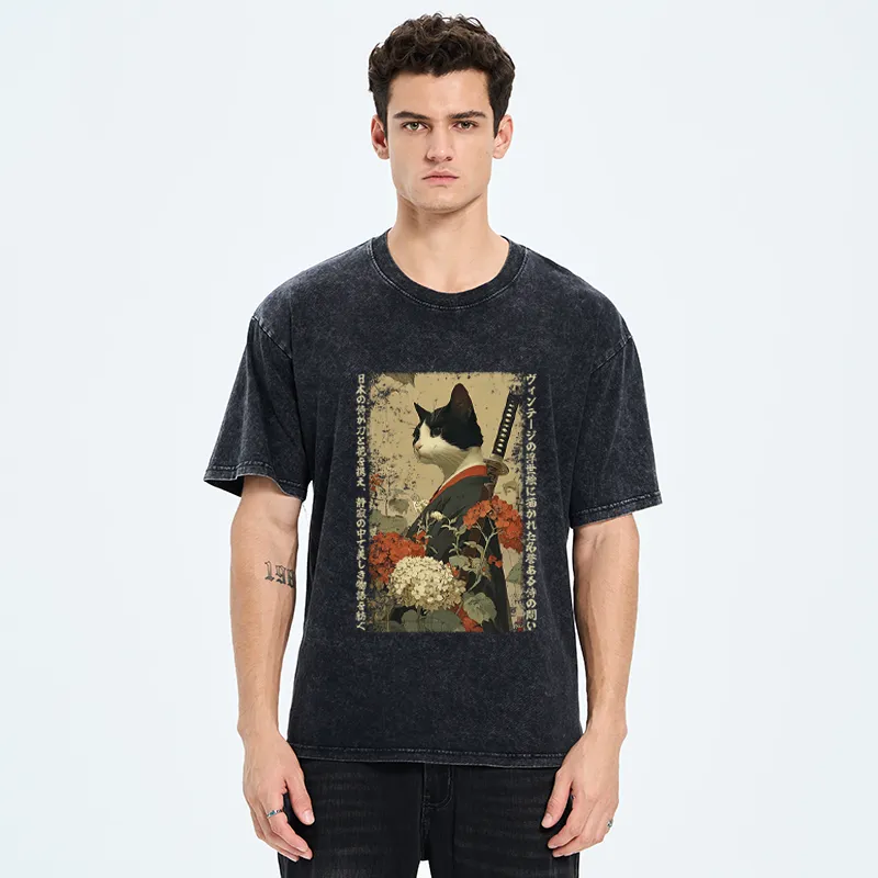 Tokyo-Tiger The Floral Samurai Washed T-Shirt