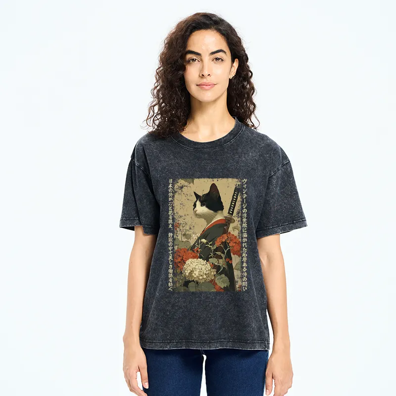 Tokyo-Tiger The Floral Samurai Washed T-Shirt