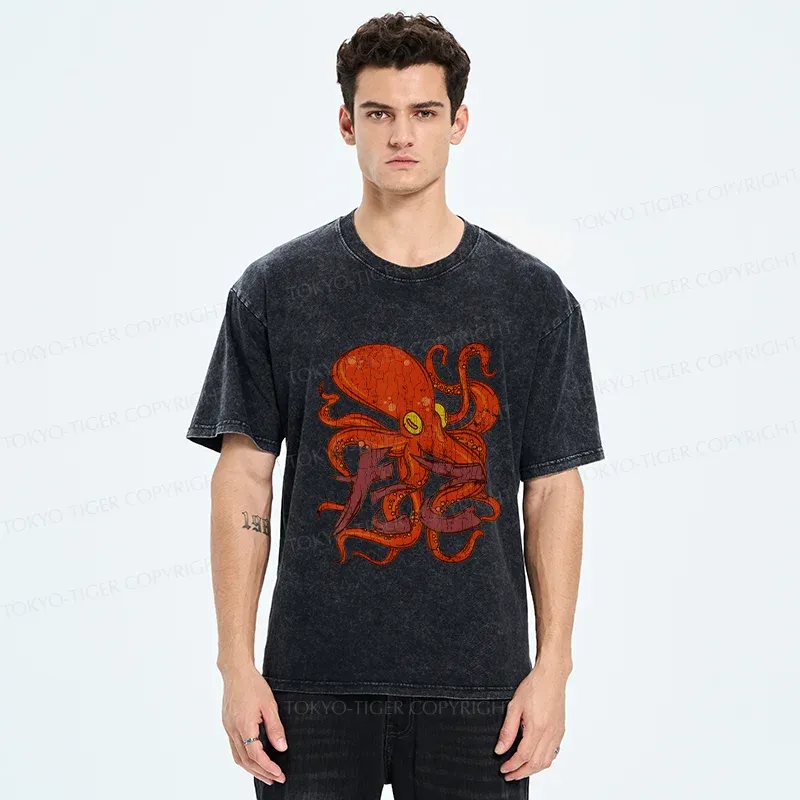 Tokyo-Tiger Vintage Octopus Washed T-Shirt