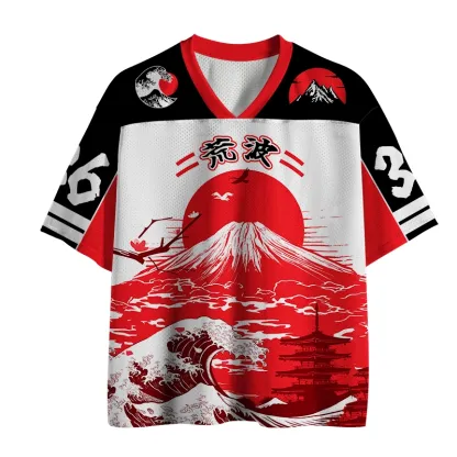 Tokyo-Tiger Japanese Art Wave Fuji Mesh Jersey