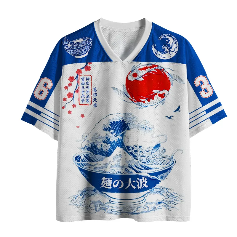 Tokyo-Tiger The Great Wave Of Ramen And Koi Mesh Jersey