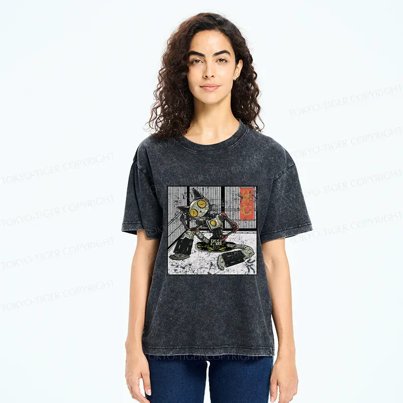 Tokyo-Tiger Doraemon Taking A Rest Washed T-Shirt