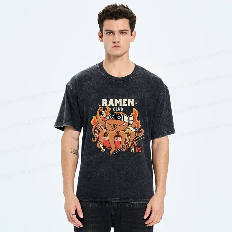 Tokyo-Tiger Octopus Ramen Washed T-Shirt