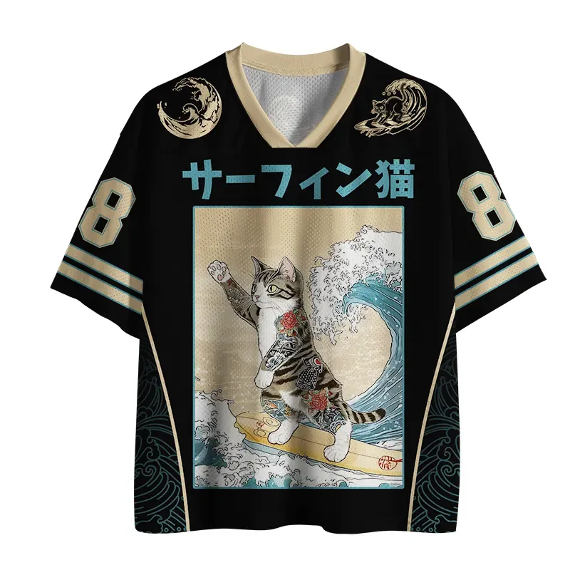 Tokyo-Tiger Cat Surfing Mesh Jersey