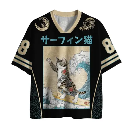 Tokyo-Tiger Cat Surfing Mesh Jersey
