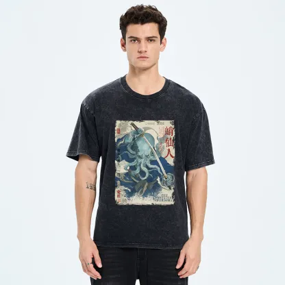Tokyo-Tiger Cool Octopus Sage Washed T-Shirt