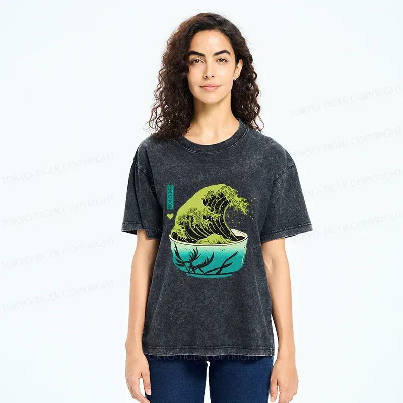 Tokyo-Tiger Matcha Wave Washed T-Shirt