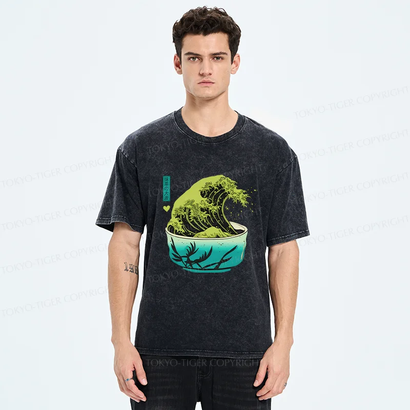 Tokyo-Tiger Matcha Wave Washed T-Shirt