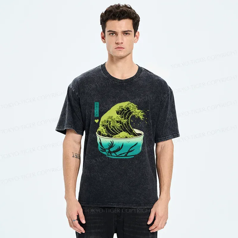 Tokyo-Tiger Matcha Wave Washed T-Shirt