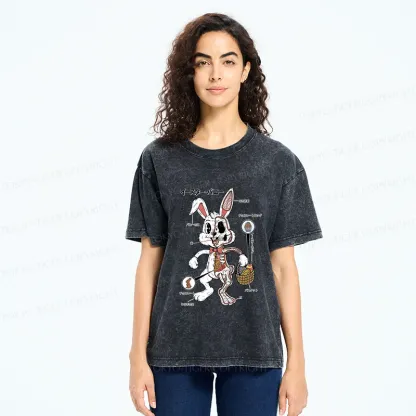 Tokyo-Tiger Easter Bunny Anatomy Washed T-Shirt