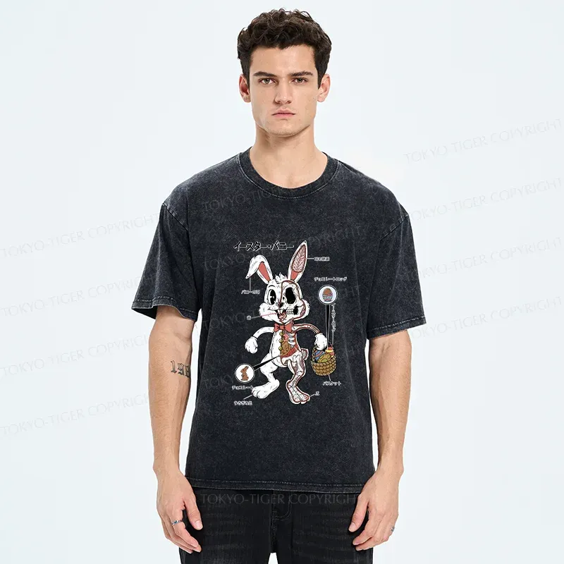 Tokyo-Tiger Easter Bunny Anatomy Washed T-Shirt