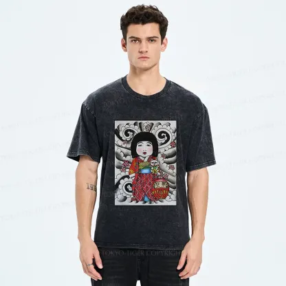 Tokyo-Tiger Japanese Little Girl Washed T-Shirt