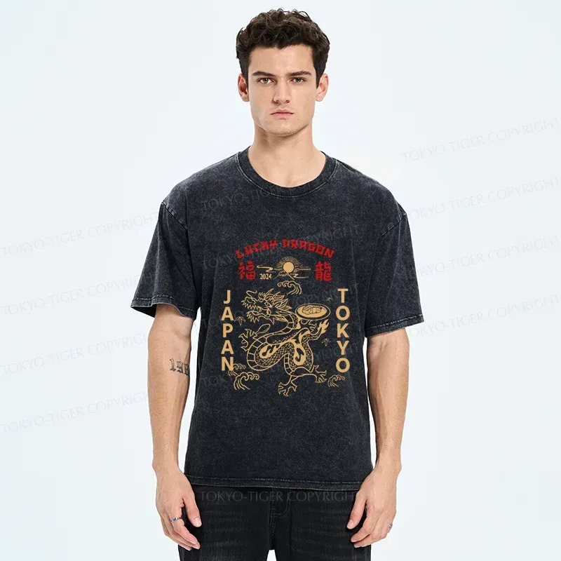Tokyo-Tiger Lucky Dragon Washed T-Shirt
