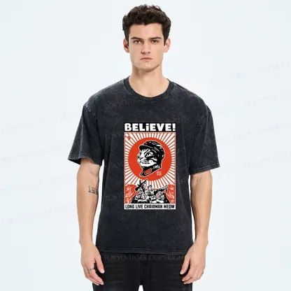 Tokyo-Tiger Long Live Chairman Meow Washed T-Shirt