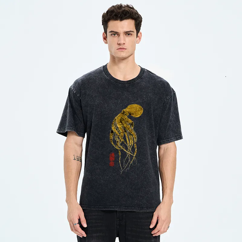 Tokyo-Tiger Golden Octopus Washed T-Shirt