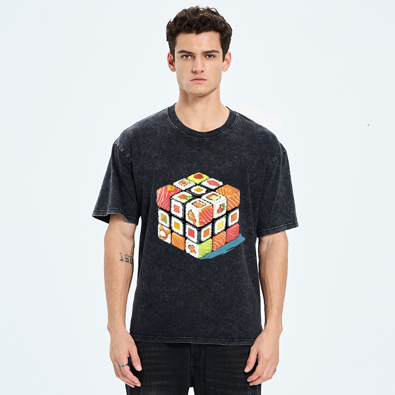 Tokyo-Tiger Sushi Rubik's Cube Washed T-Shirt