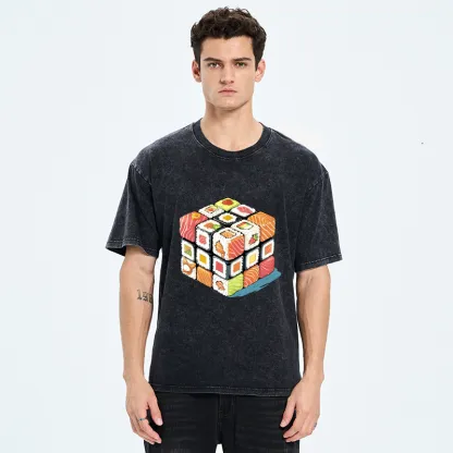 Tokyo-Tiger Sushi Rubik's Cube Washed T-Shirt
