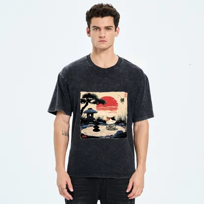 Tokyo-Tiger Zen-like Scenery Washed T-Shirt