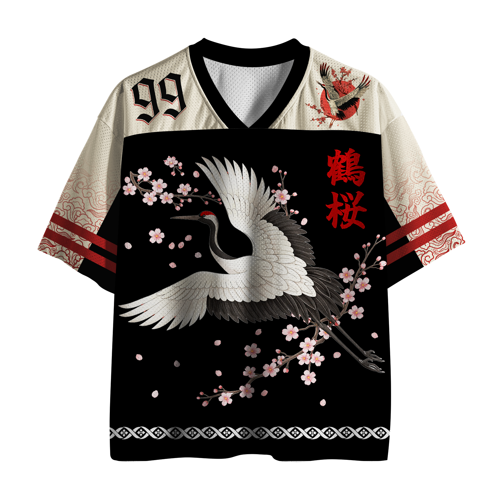 Tokyo-Tiger Crane and Sakura Mesh Jersey