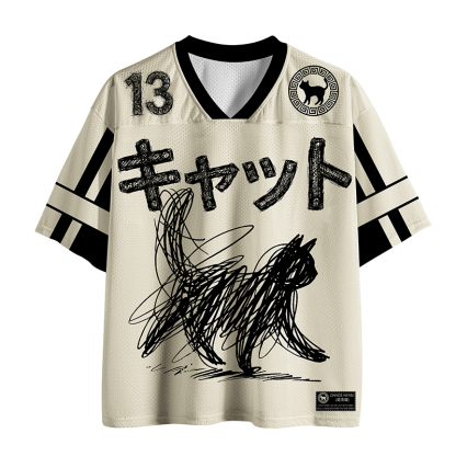 Tokyo-Tiger Minimalist Cat Mesh Jersey