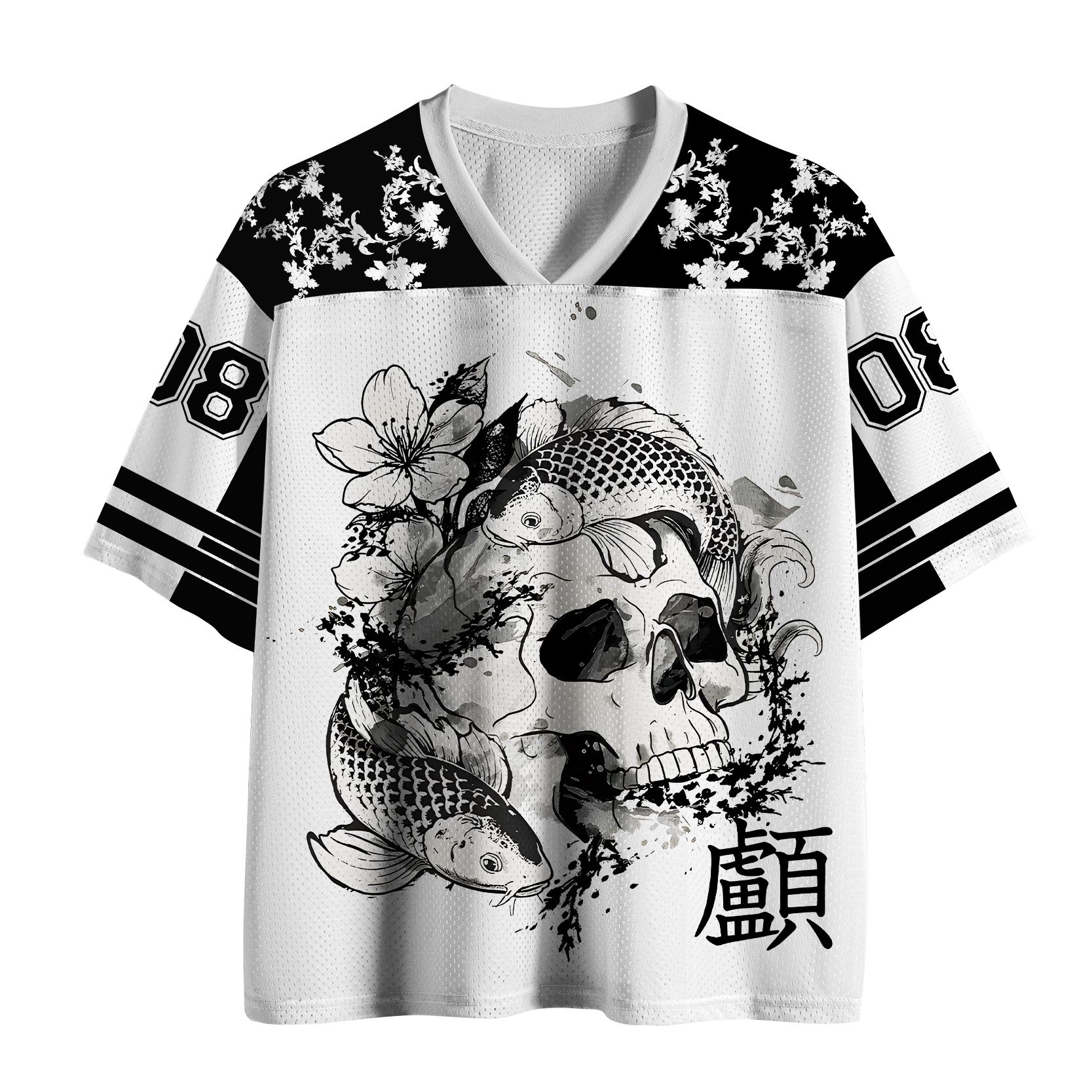 Tokyo-Tiger Japanese Ink Koi Skull Mesh Jersey