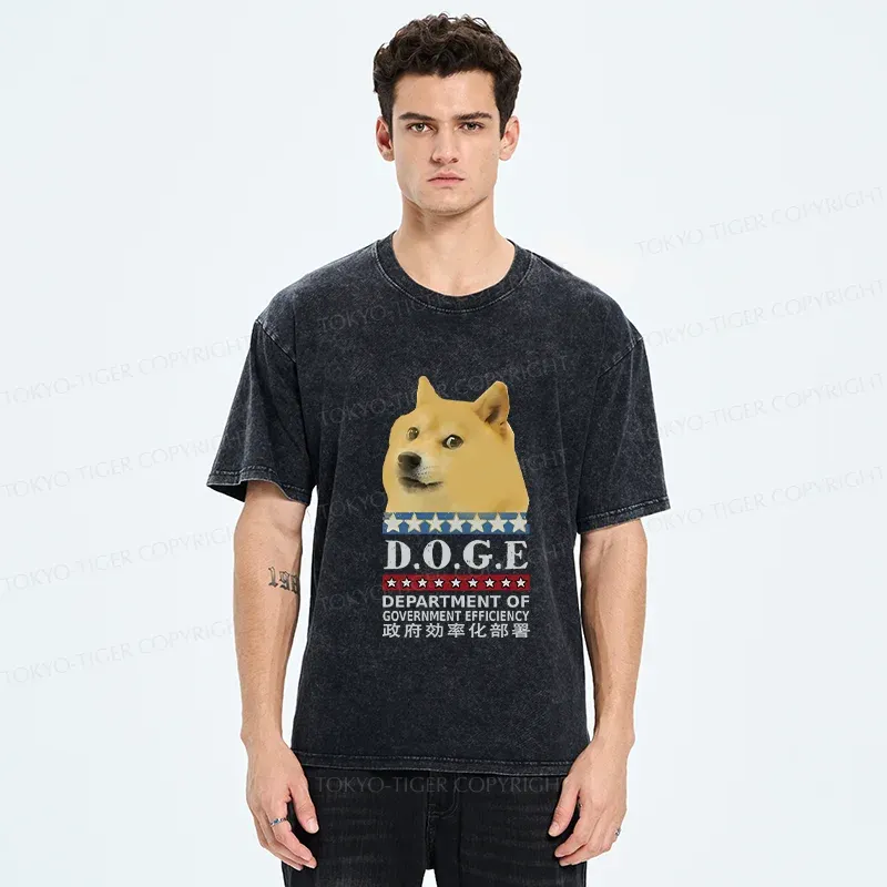 Tokyo-Tiger D O G E Dog Washed T-Shirt