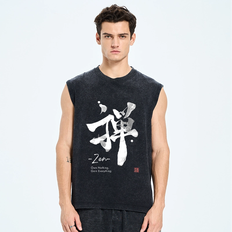 Tokyo-Tiger Zen Texts Washed Tank
