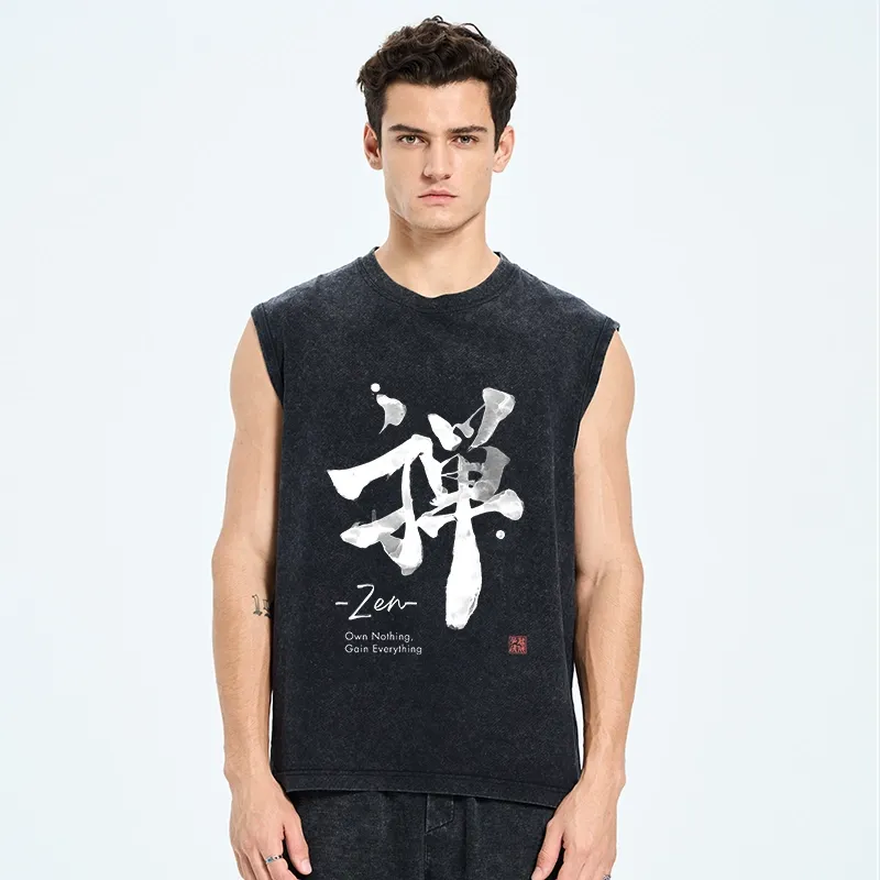 Tokyo-Tiger Zen Texts Washed Tank