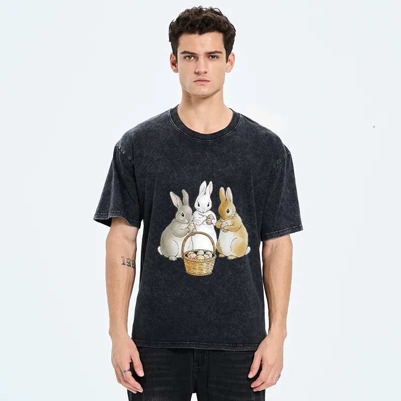 Tokyo-Tiger Rabbit Decorating Eggs Washed T-Shirt