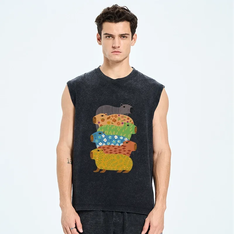 Tokyo-Tiger Colorful Capybaras Washed Tank