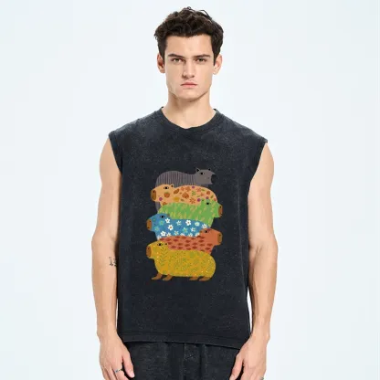 Tokyo-Tiger Colorful Capybaras Washed Tank