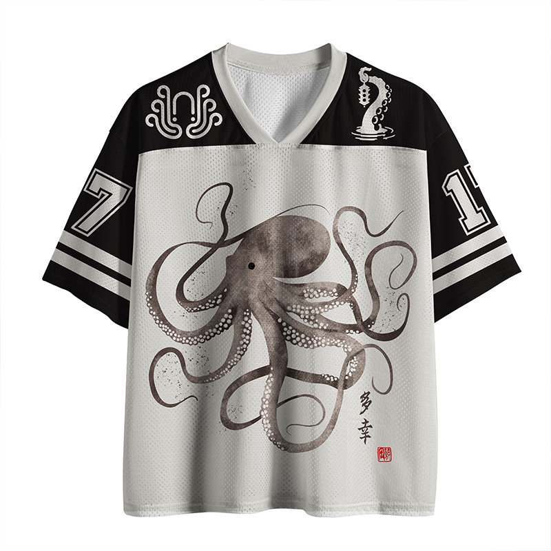 Tokyo-Tiger Octopus Japanese Calligraphy Mesh Jersey