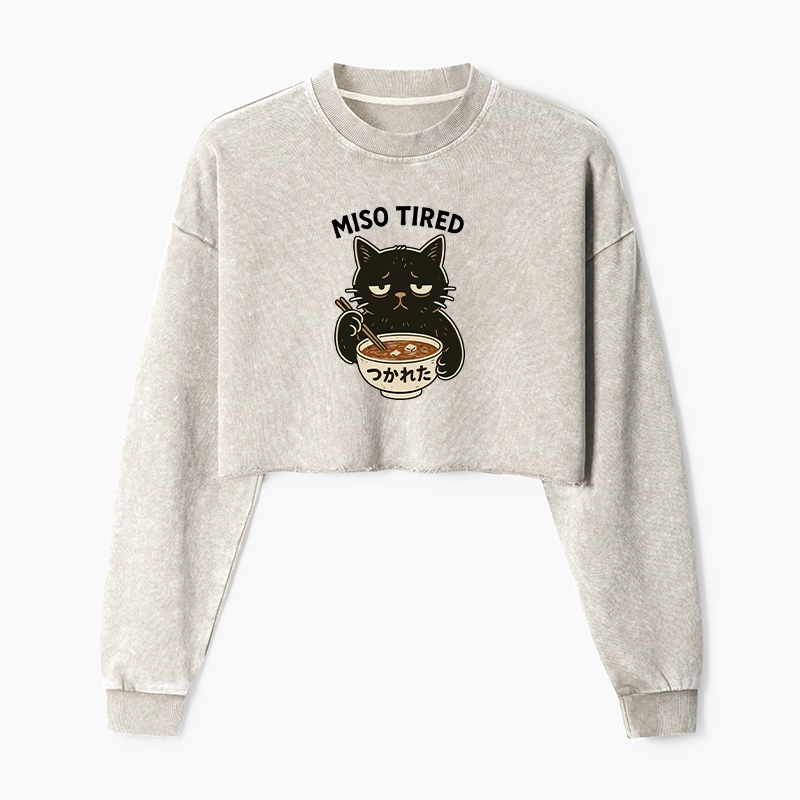 Tokyo-Tiger I’m So Tired Washed Crop Sweatshirt
