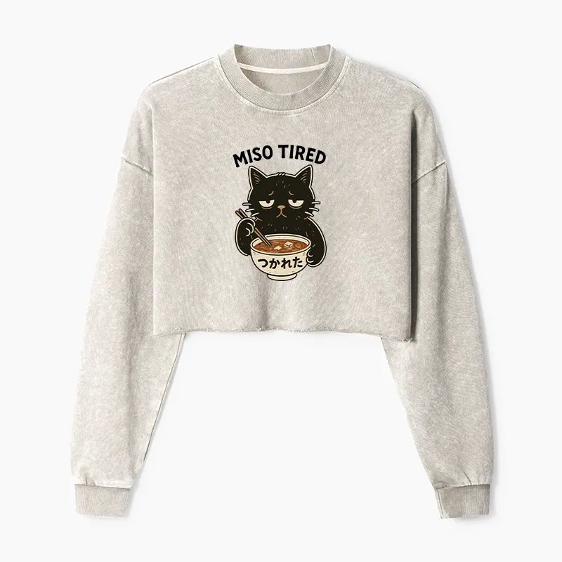 Tokyo-Tiger I’m So Tired Washed Crop Sweatshirt