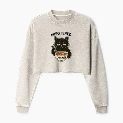 Tokyo-Tiger I’m So Tired Washed Crop Sweatshirt