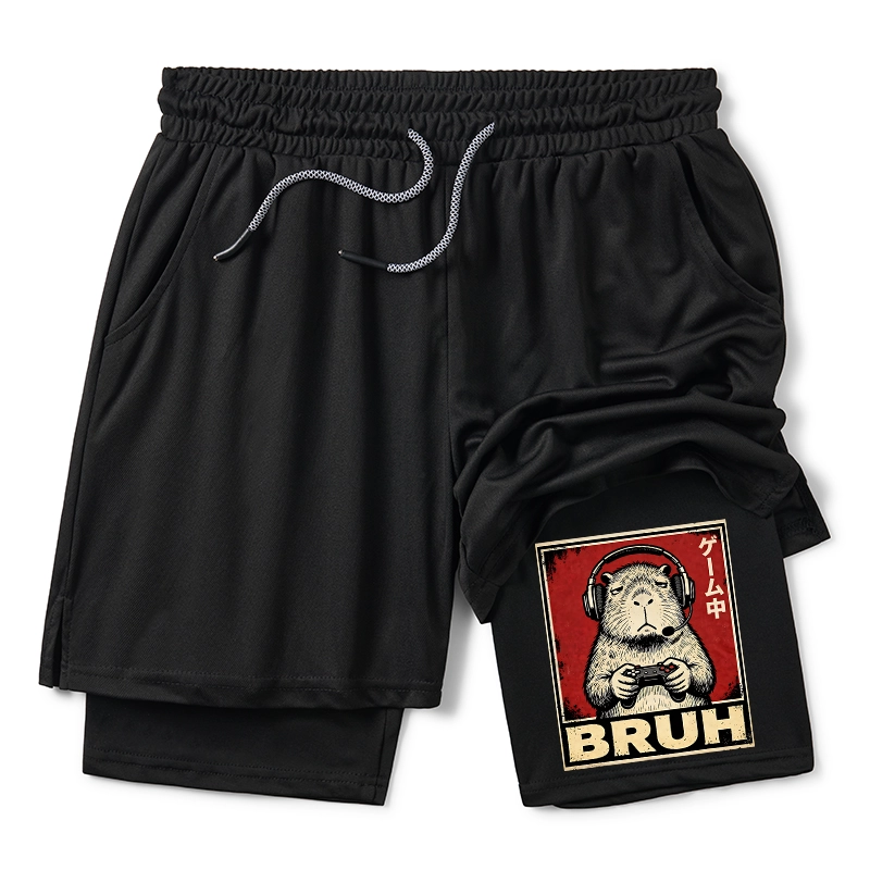 Tokyo-Tiger Funny Capybara Playing Games Training Shorts