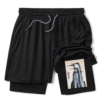 Tokyo-Tiger Retro Sandhill Crane Training Shorts