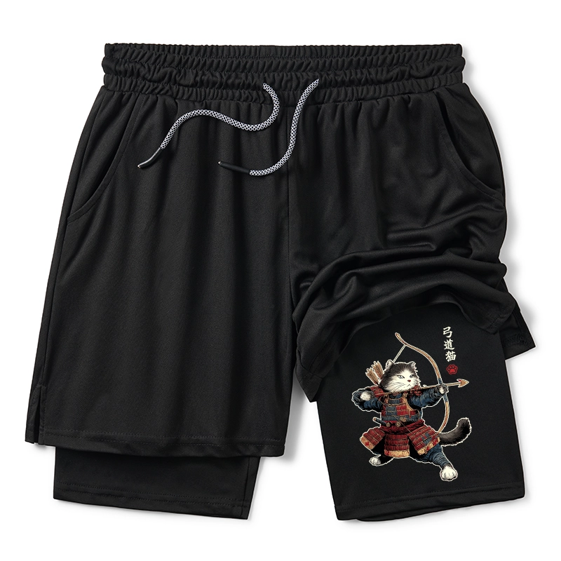 Tokyo-Tiger Kyudo Samurai Cat Training Shorts