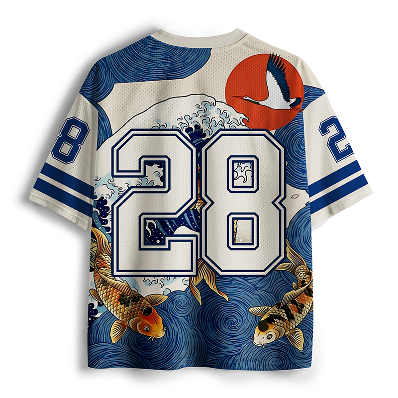 Tokyo-Tiger Koi And Waves Mesh Jersey