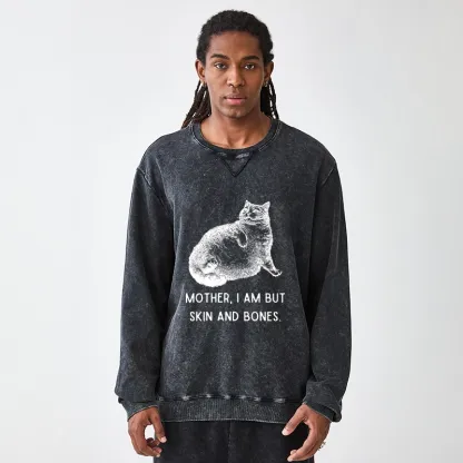 Tokyo-Tiger Skin & Bones Cat Washed Terry Sweatshirt
