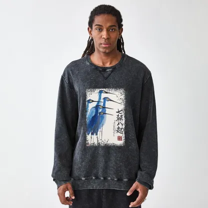 Tokyo-Tiger Wings That Never Yield Washed Terry Sweatshirt