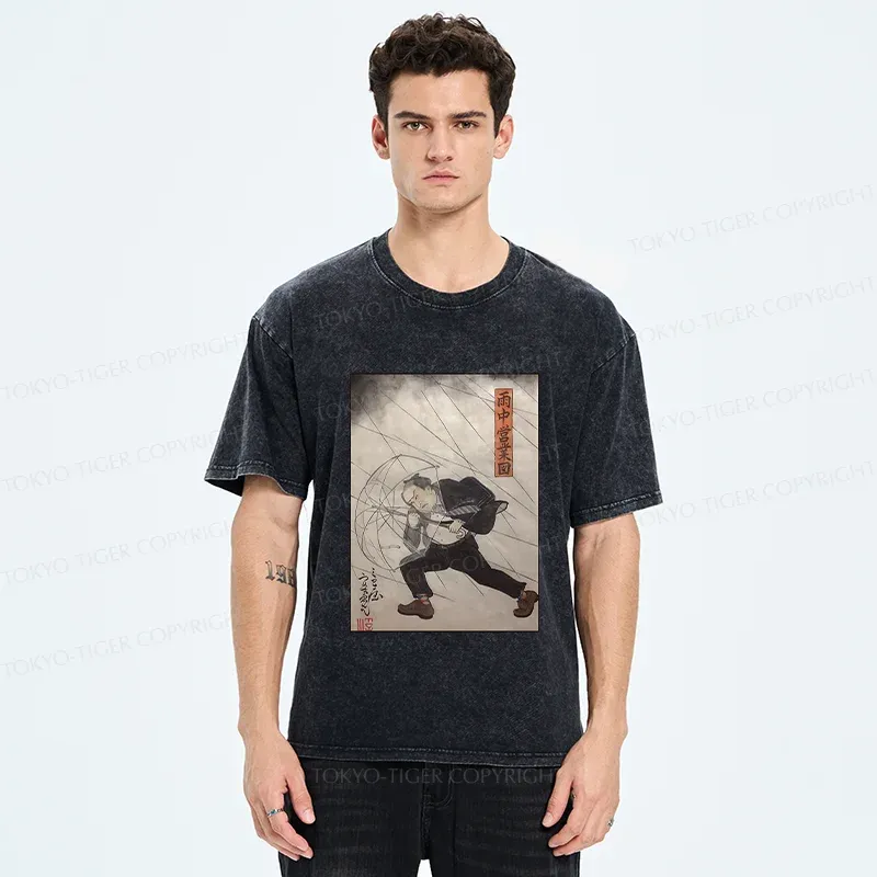 Tokyo-Tiger Tough Office Worker Washed T-Shirt