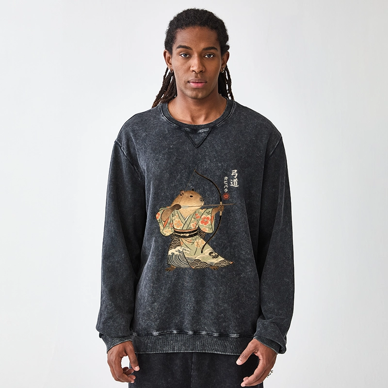 Tokyo-Tiger Capybara Archery Washed Terry Sweatshirt