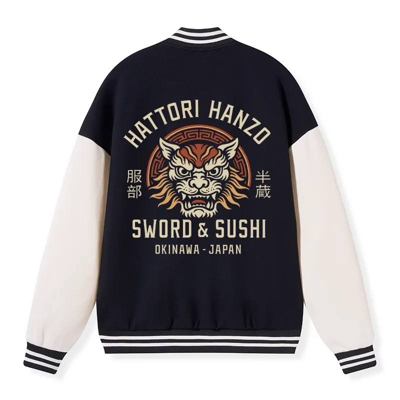 Tokyo-Tiger Hattori Lion Japanese Samurai Embroidery Varsity Jacket Sale