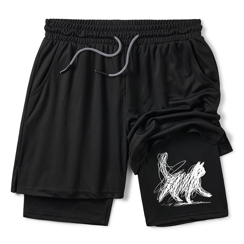 Tokyo-Tiger Minimalist Cat Art Training Shorts