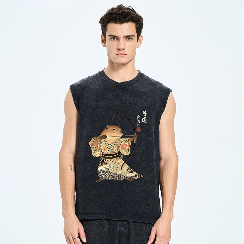 Tokyo-Tiger Capybara Archery Washed Tank