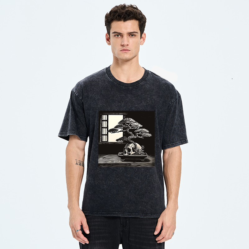 Tokyo-Tiger Horror Japanese Zen Washed T-Shirt