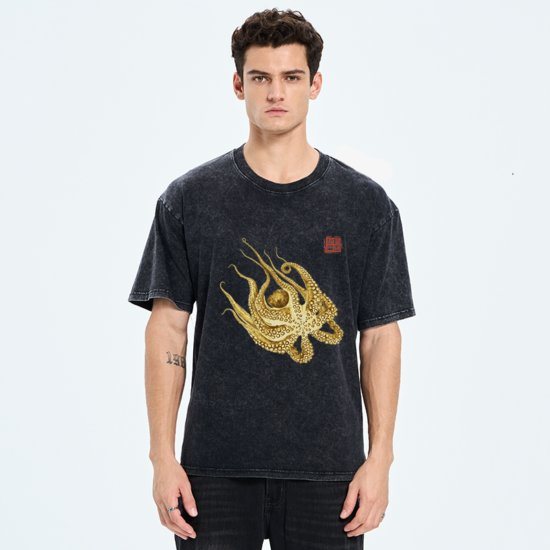 Tokyo-Tiger Golden Octopus Washed T-Shirt