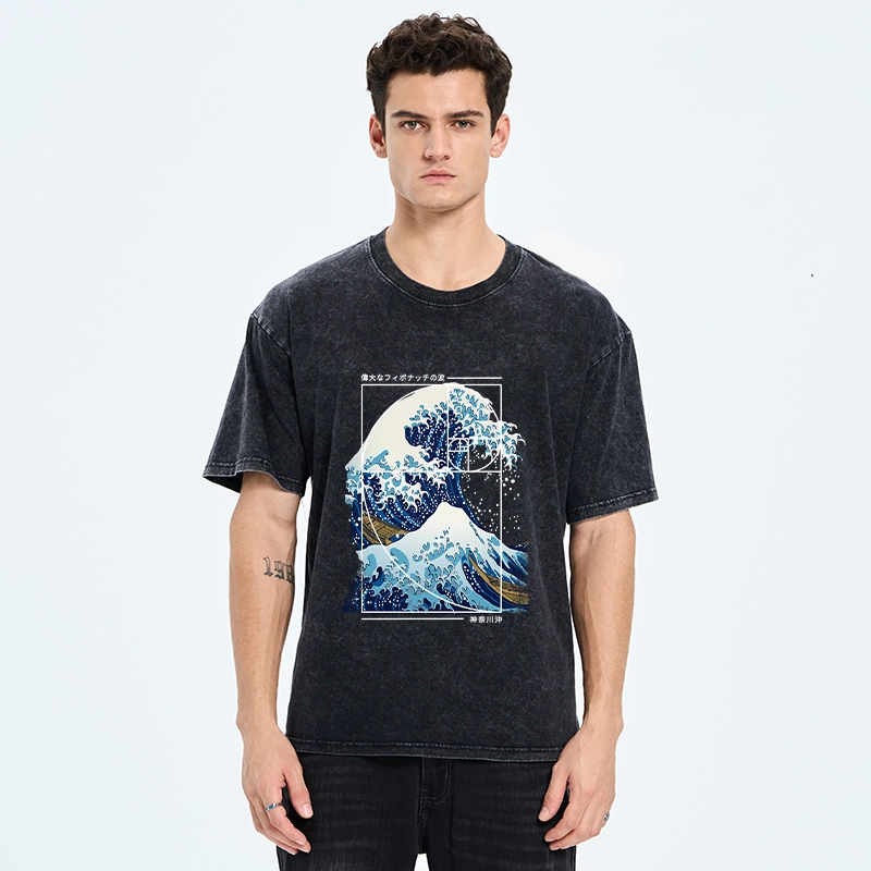 Tokyo-Tiger Golden Ratio The Great Wave Washed T-Shirt